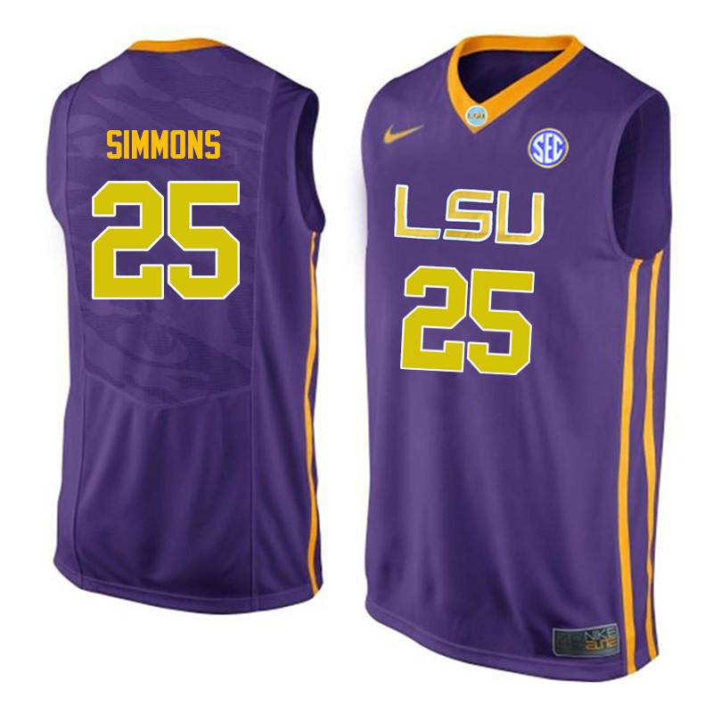 Men LSU Tigers #25 Ben Simmons College Basketball Jerseys-Purple
